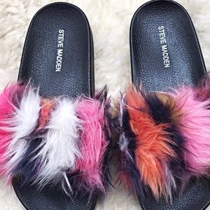 Steve Madden fur slides